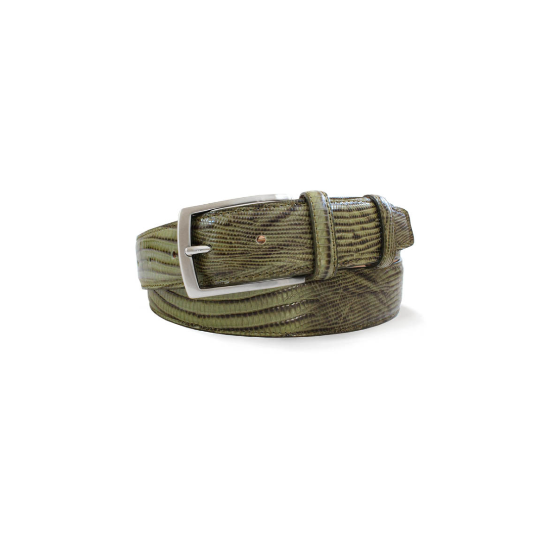 Robert Charles Leather Belt |  1504 Olive Snake Skin