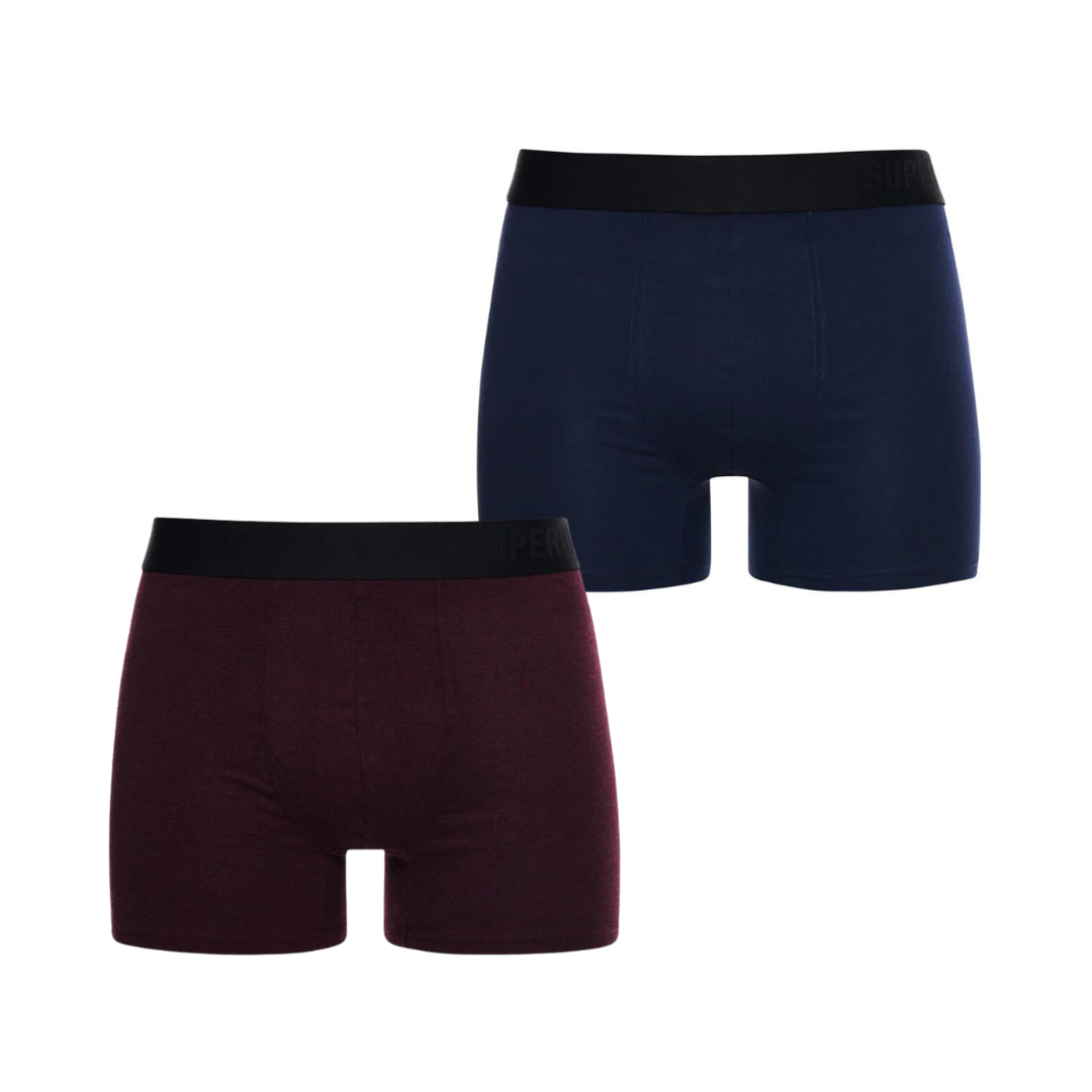 Superdry Boxer Offset Double Pack | Navy/Burgundy