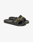 Superdry Vegan Logo Pool Slides | Black/Gold
