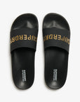 Superdry Vegan Logo Pool Slides | Black/Gold
