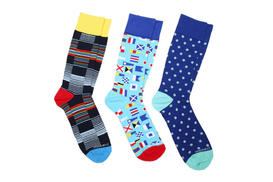 Simply Unstitched Three Pack of Socks | Nautical Flags