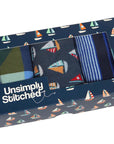 Simply Unstitched Three Pack of Socks | Sail Boat
