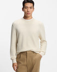 BOSS Imberto Basketweave Cotton Knit | Open White