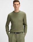 BOSS Imberto Basketweave Cotton Knit | Olive