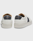 BOSS Gary Woven Detail Leather Sneaker | White-Navy Weave