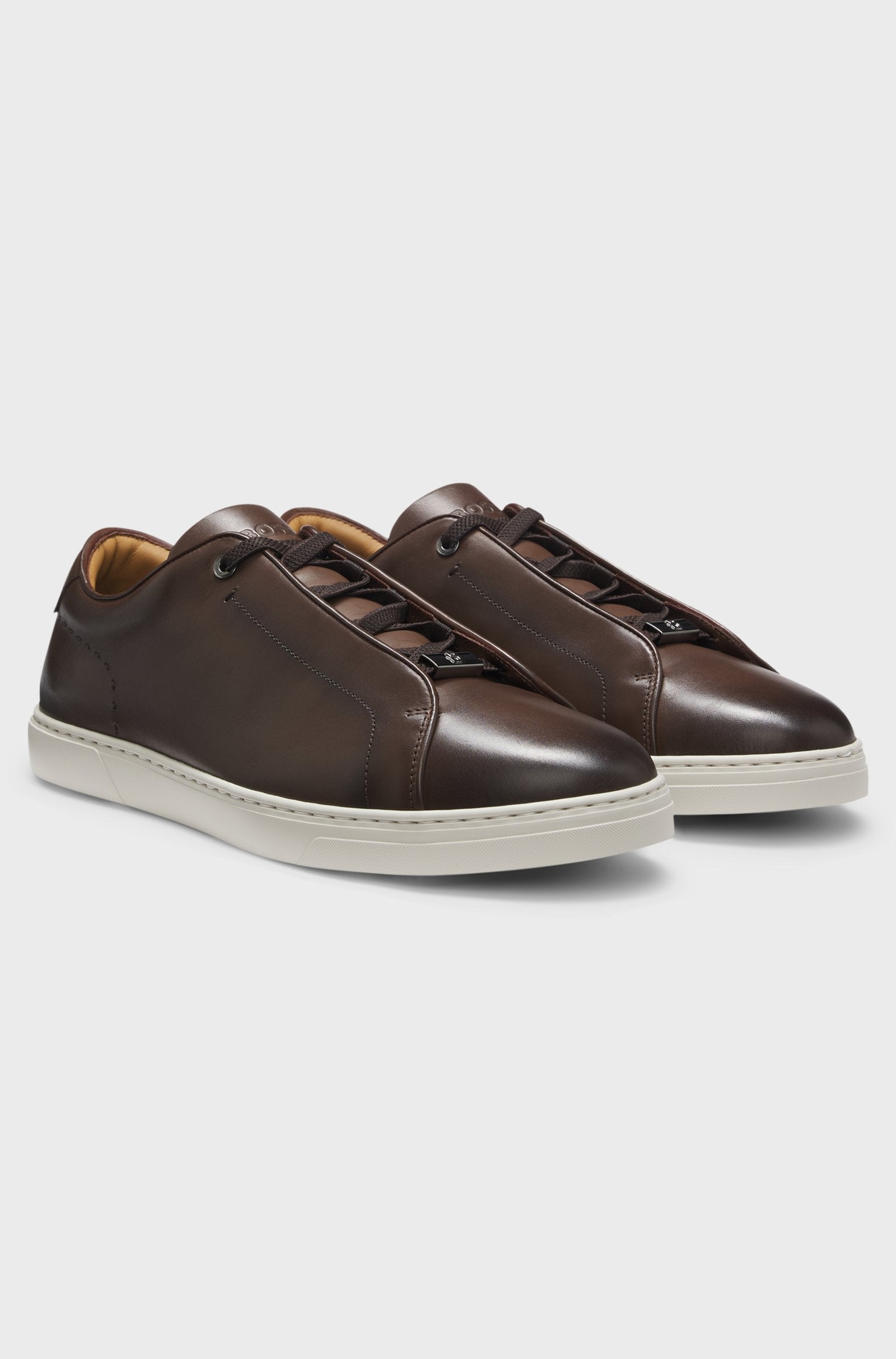 BOSS Gary Elastic Laces Leather Sneaker | Chocolate