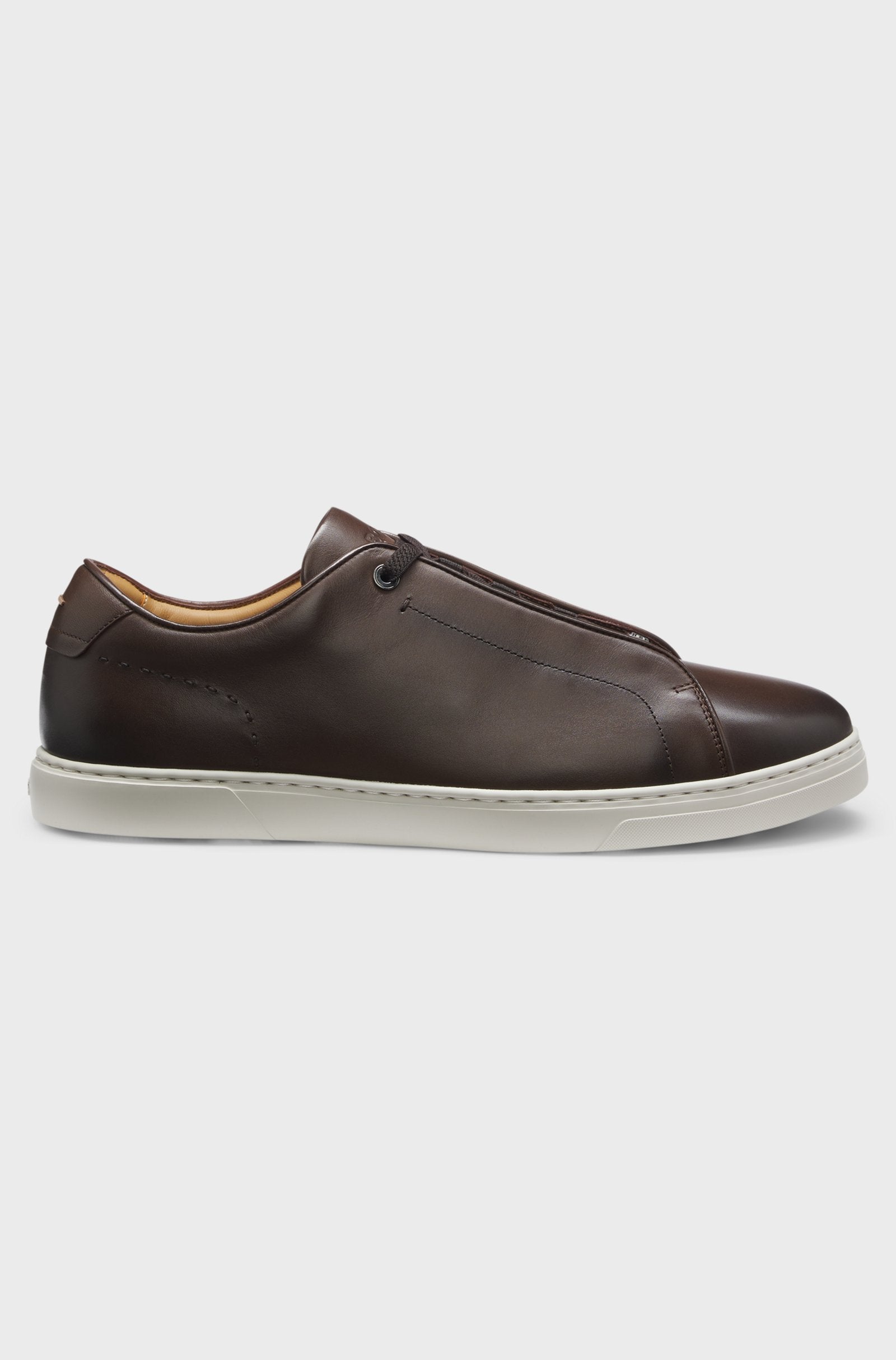 BOSS Gary Elastic Laces Leather Sneaker | Chocolate