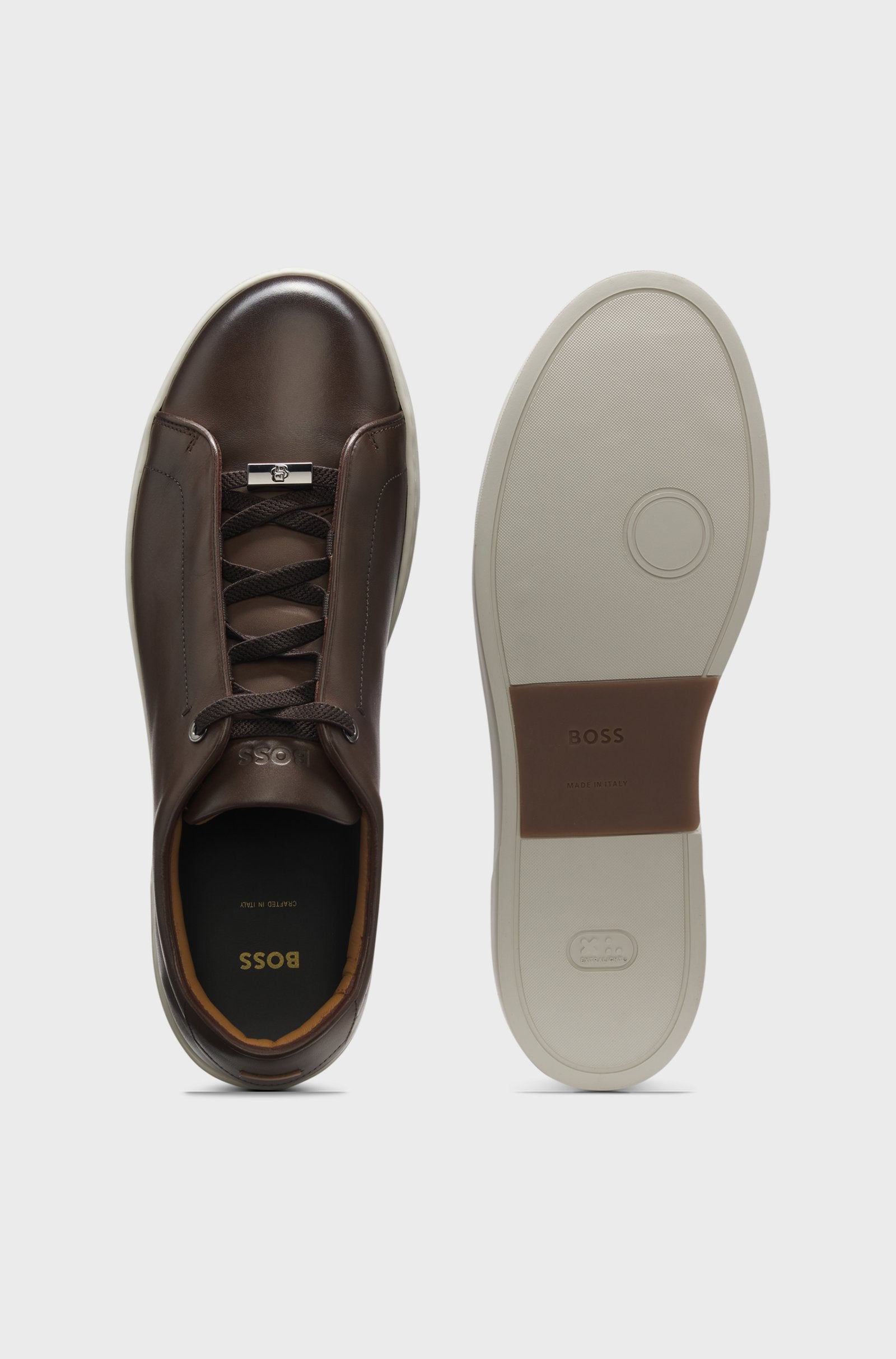 BOSS Gary Elastic Laces Leather Sneaker | Chocolate