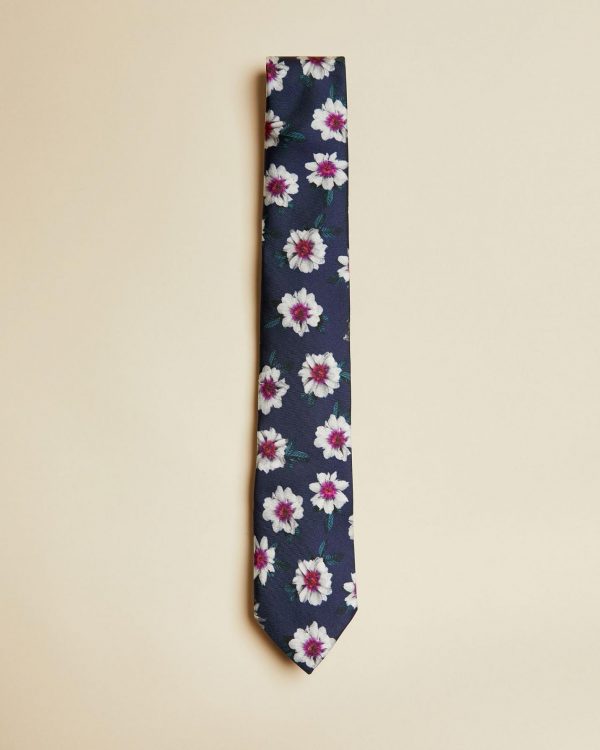 Ted Baker Silk Tie | 7cm Purple Flowers