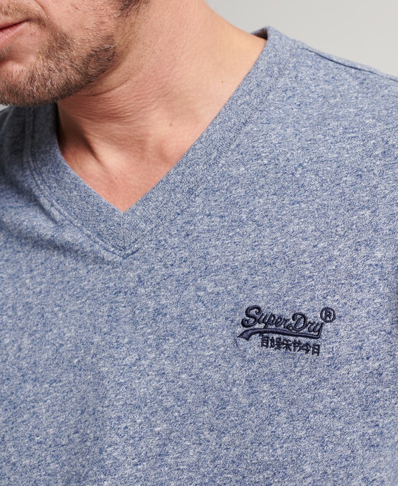 Superdry V Neck Essential T Shirt | Blue Grit