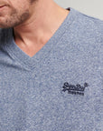Superdry V Neck Essential T Shirt | Blue Grit