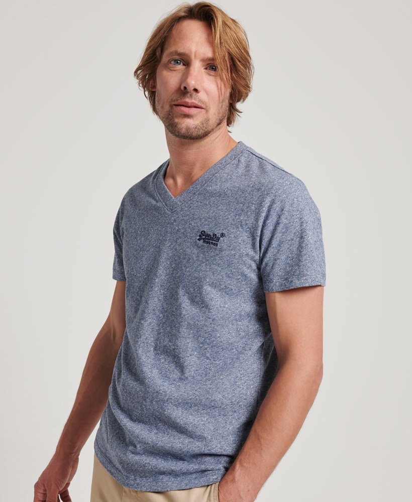 Superdry V Neck Essential T Shirt | Blue Grit