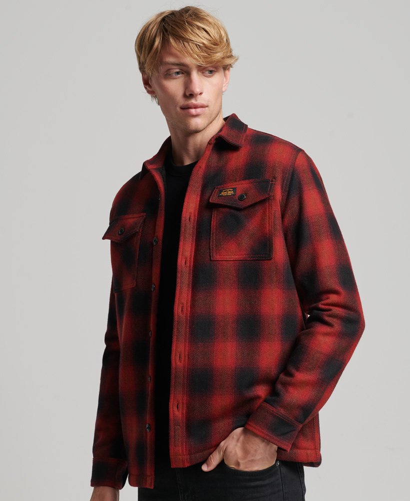 Superdry Sherpa Lined Miller Wool Overshirt | Redwood Check