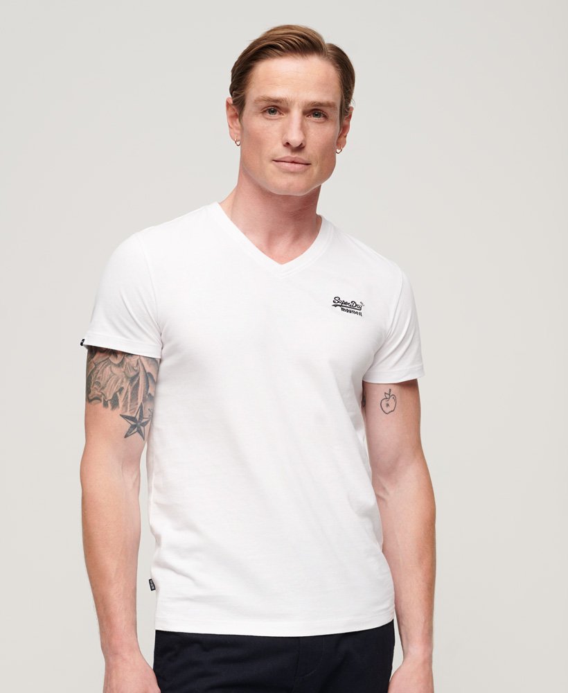 Superdry V Neck Essential T Shirt | White