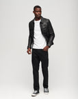 Superdry Seventies Leather Jacket | Black