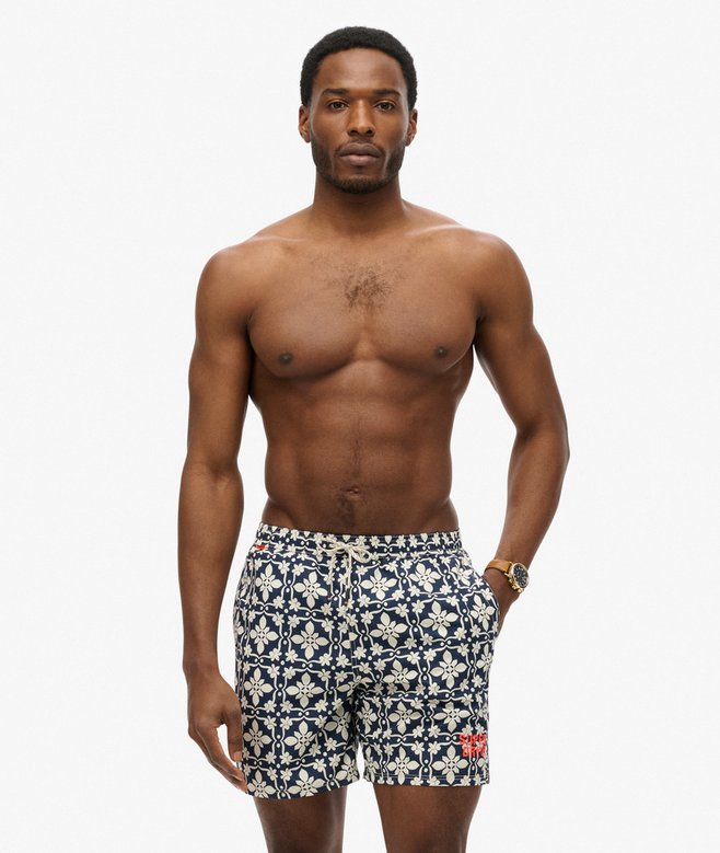 Superdry Printed Swim Shorts | Navy Tala Tile